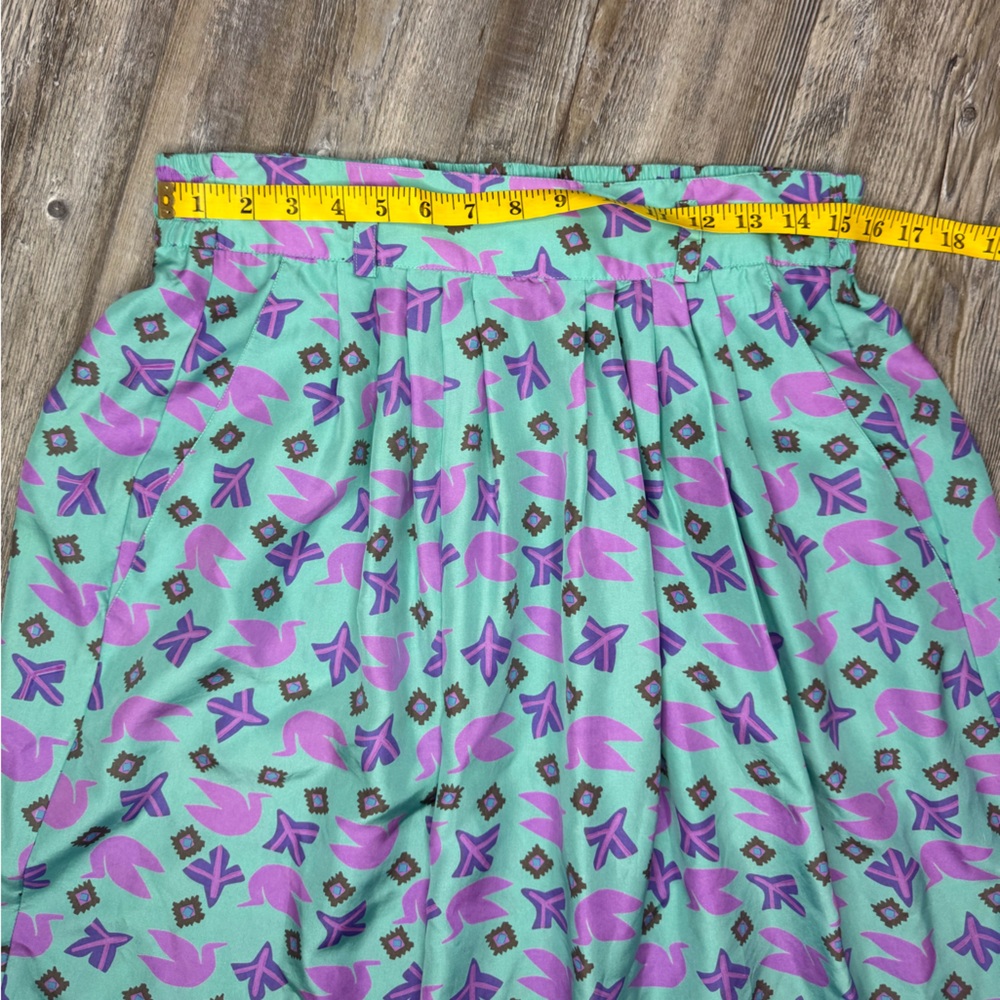 Segrets by Segrid Olson Turquoise Dove Vintage Silk Skirt Size 10 - Picture 3 of 5